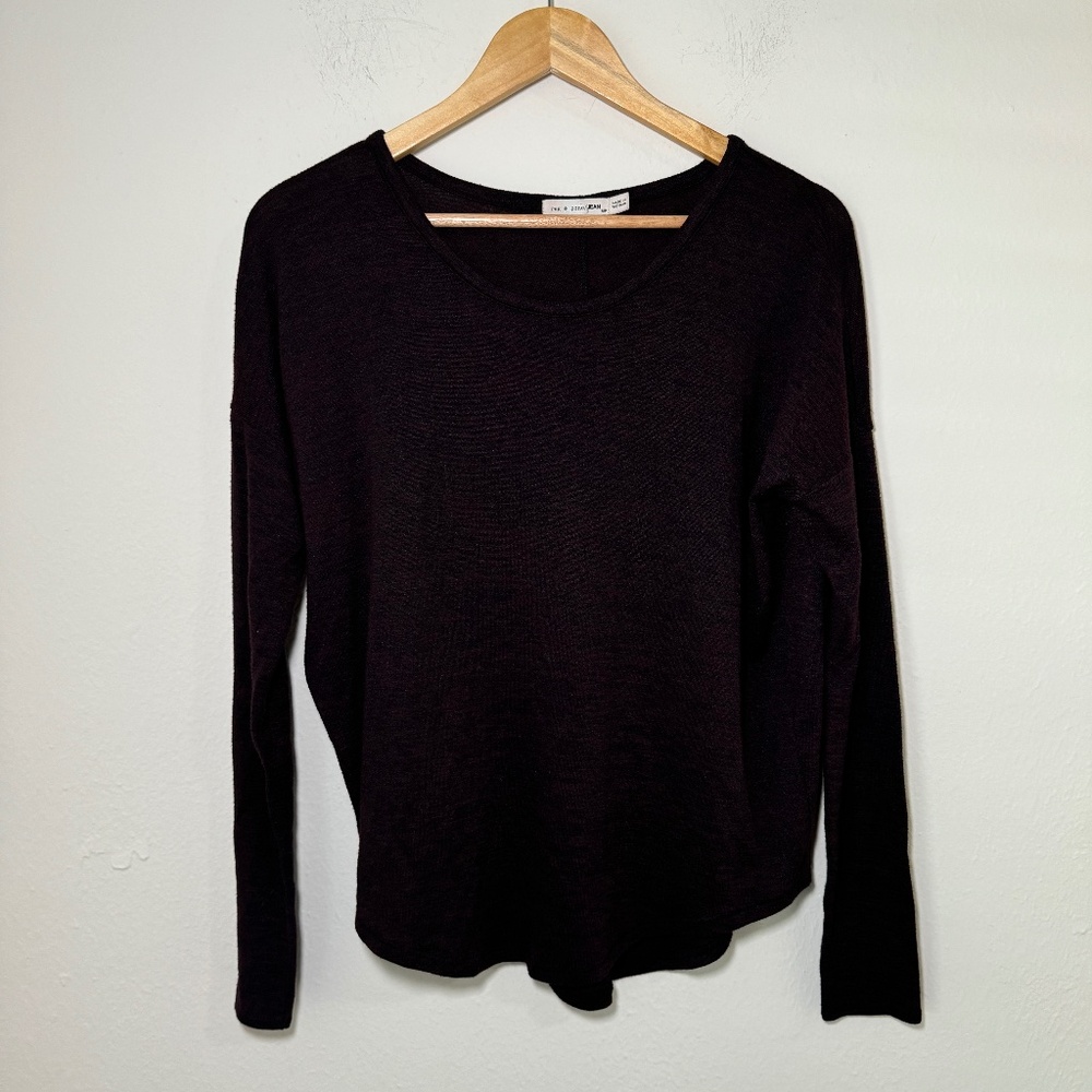 Rag & Bone Top Women's SM Maroon Casual Long Sleeve Lightweight Relaxed
